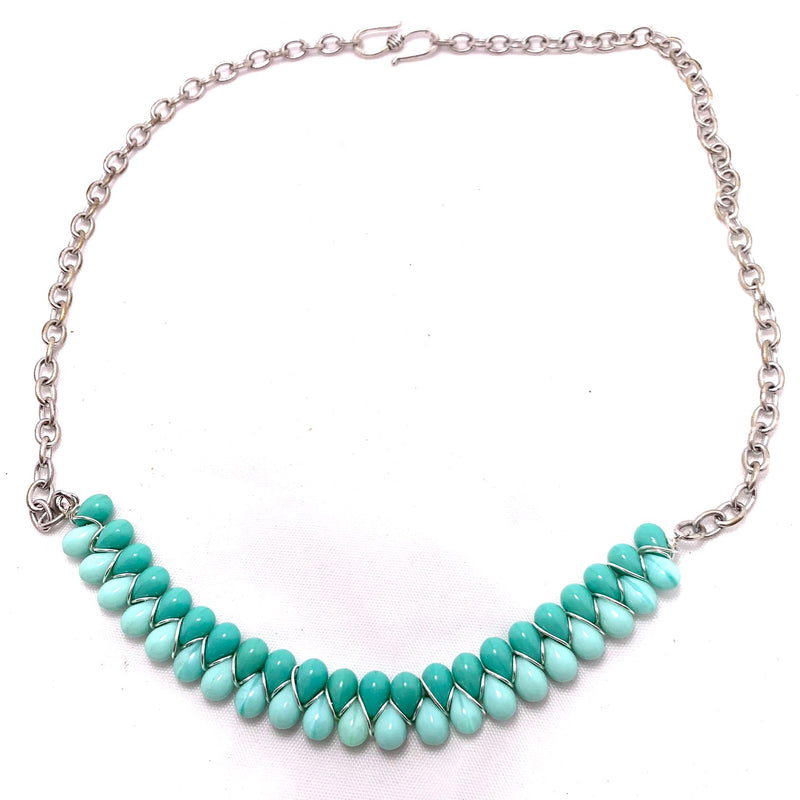 Seafoam & Turquoise Wrapped Glass Bead Necklace