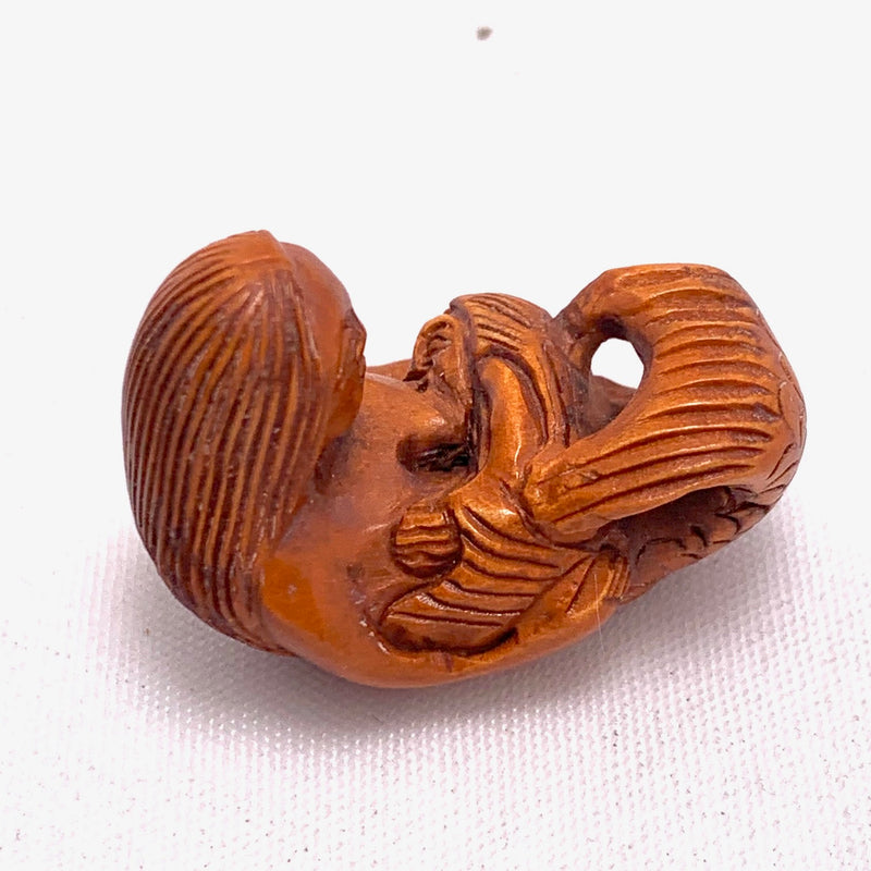 Mermaid Mother Nursing Child Ojime Bead, 16x28mm