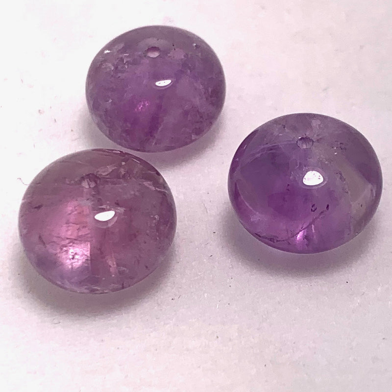 Amethyst Smooth Rondelle Gemstone Bead, 8x12mm