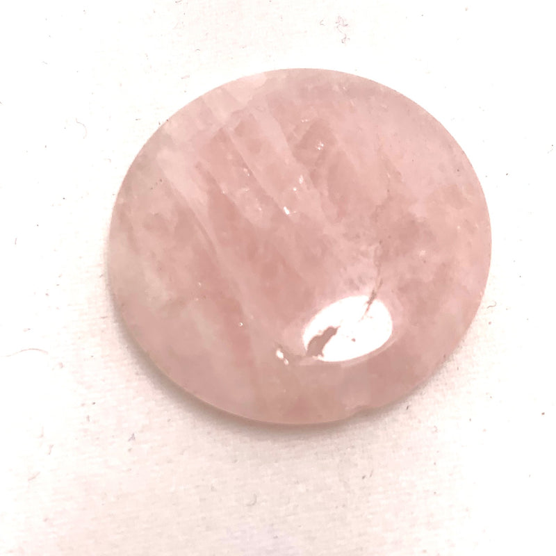 Rose Quartz Gemstone Coin Bead, 30mm