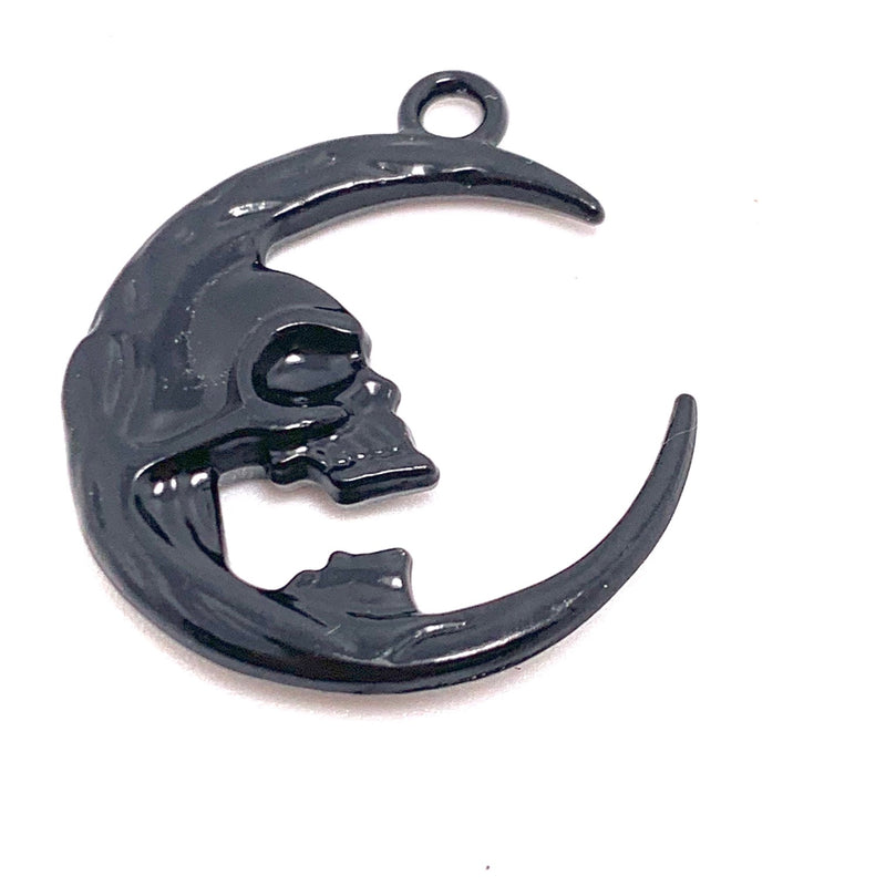 Skull Face Moon Charm, Black