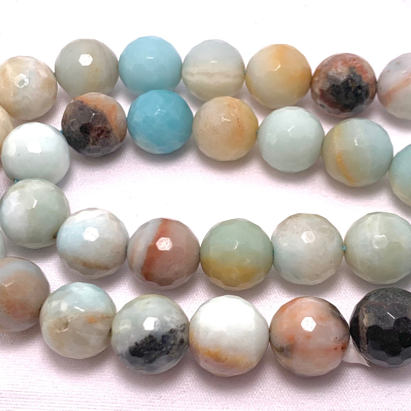 Amazonite Faceted Round Gemstone Strand,  12mm