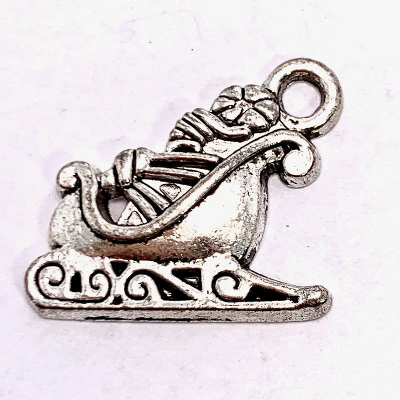 Silver Santa Sleigh Charm