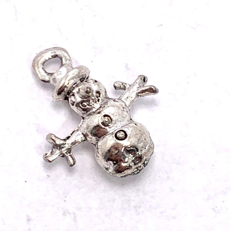 Silver Snowman Charm