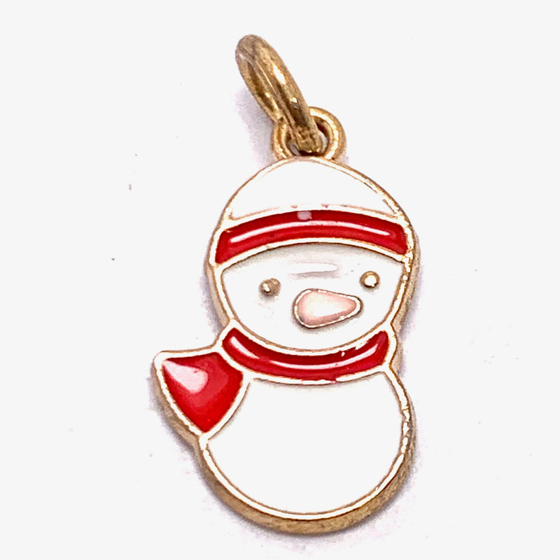 Snowman with Red Scarf Christmas Enameled Charm
