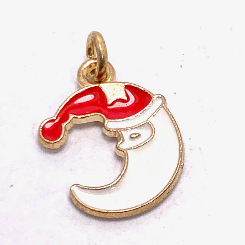Santa Claus Moon Face Christmas Enameled Charm