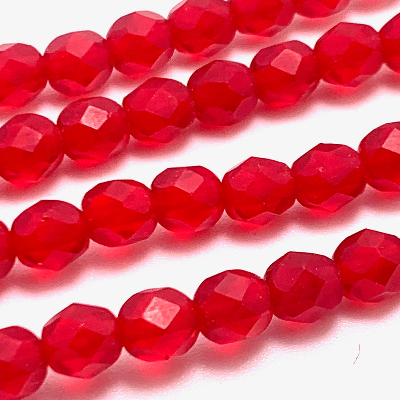 Red Transparent Firepolish Czech Glass Beads 6mm