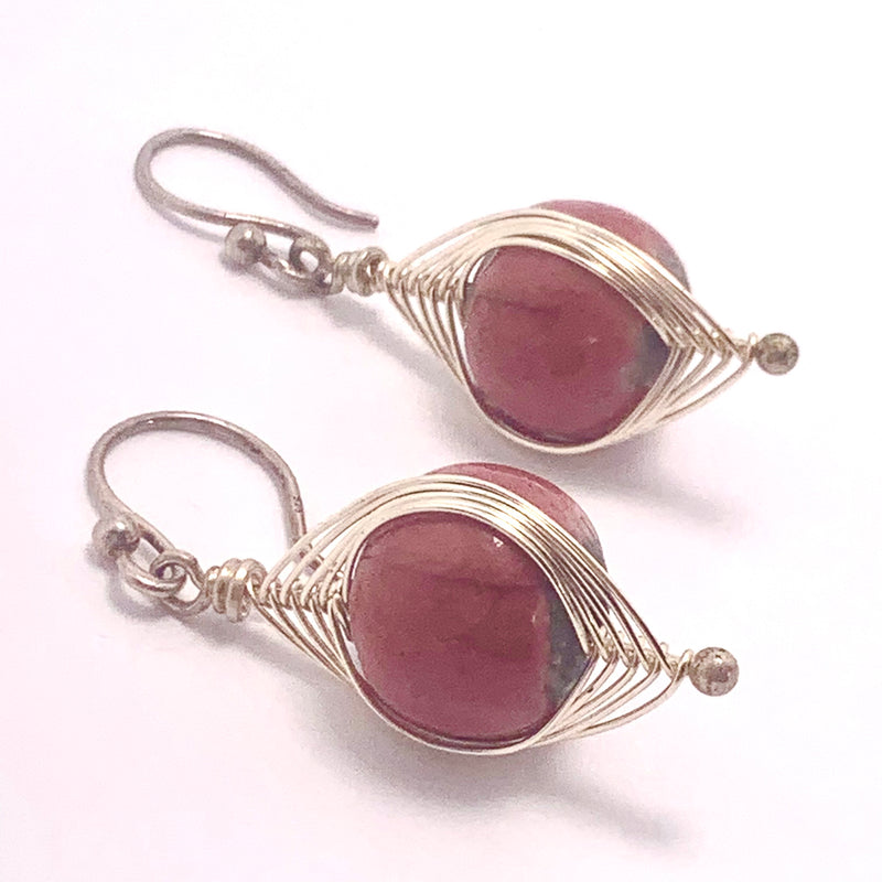 Herringbone Weave in Pink Earrings