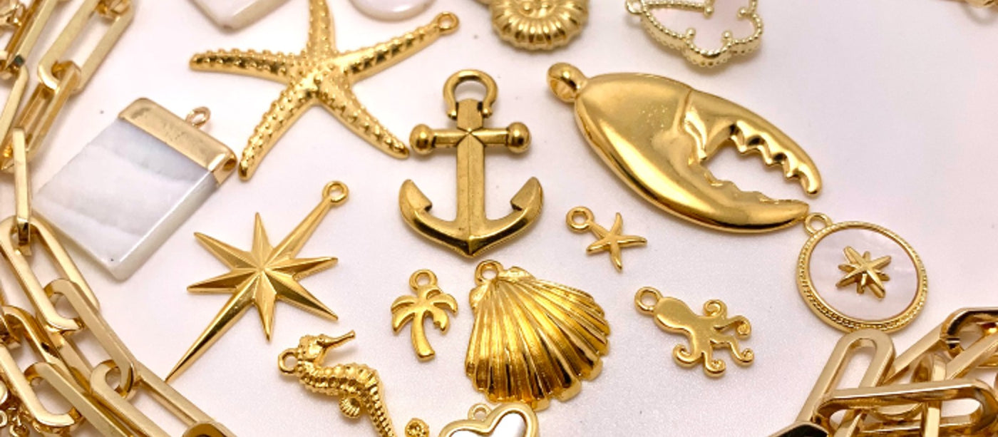 New Gold Plated Chain & Charms