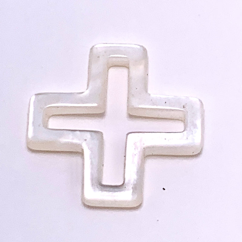 White Shell Cross Cut Out Pendant, 12mm