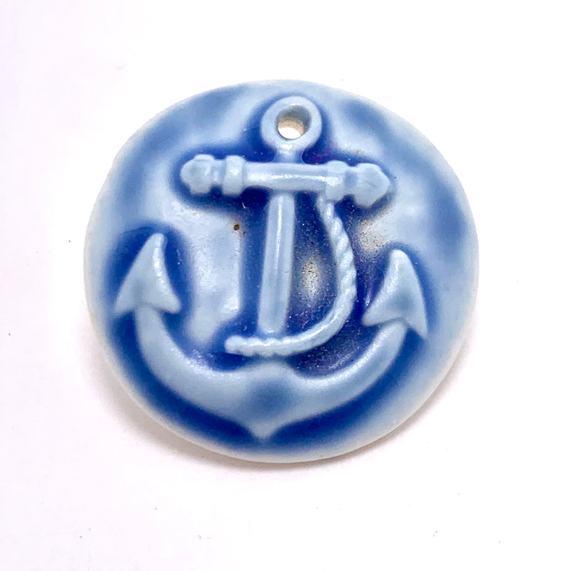 Anchor Porcelain Charm by Keith OConnor, Blue 26mm