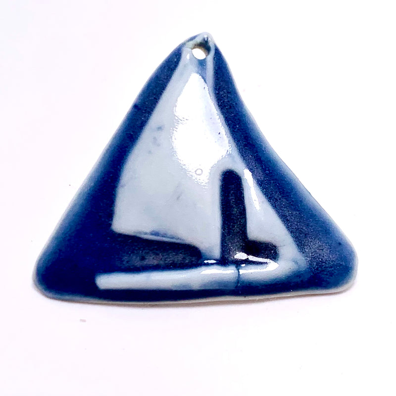Sailboat Porcelain Charm by Keith OConnor, Blue & White 29mm