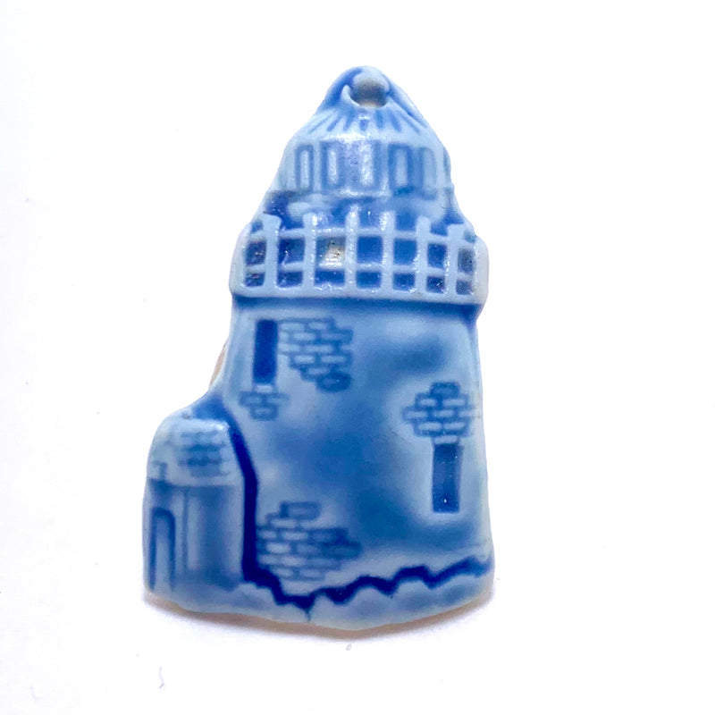 Lighthouse Porcelain Charm by Keith O'Connor, Blue & White 28mm
