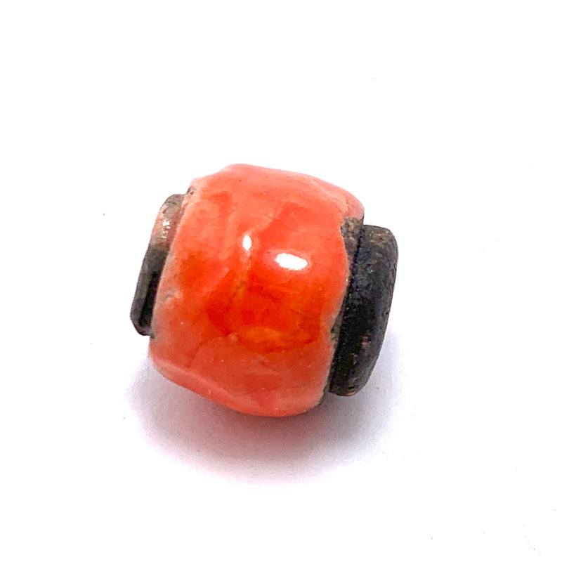 Pinched  Barrel Ceramic Bead by Keith O'Connor, Mango