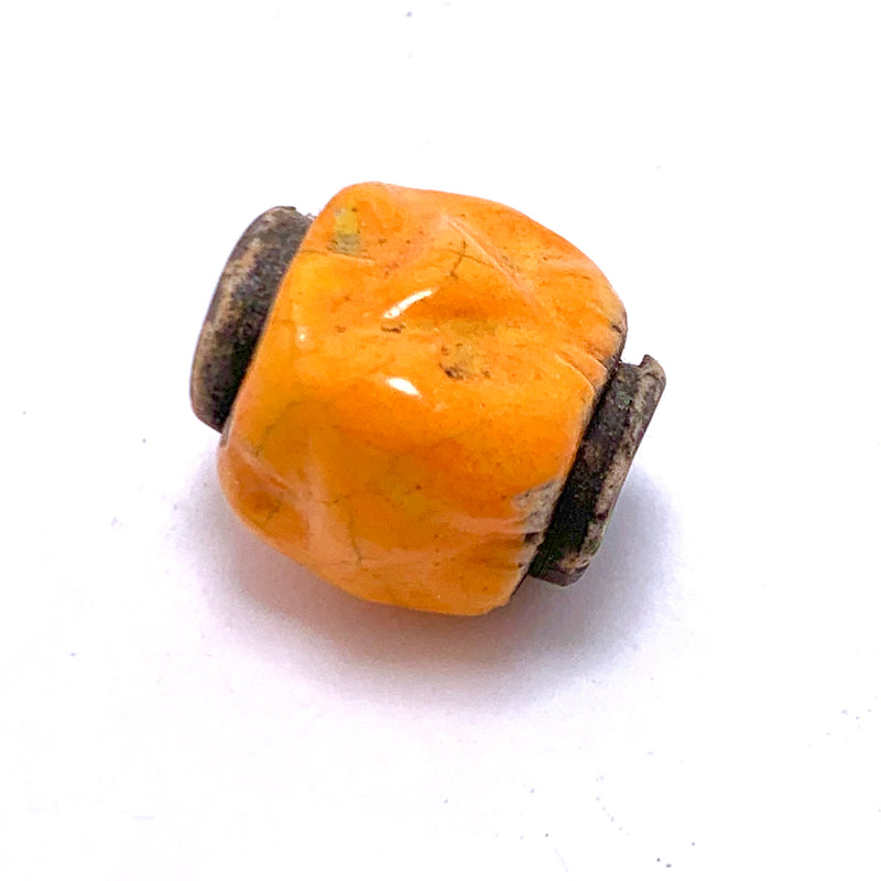 Pinched Barrel Ceramic Bead by Keith OConnor, Orange