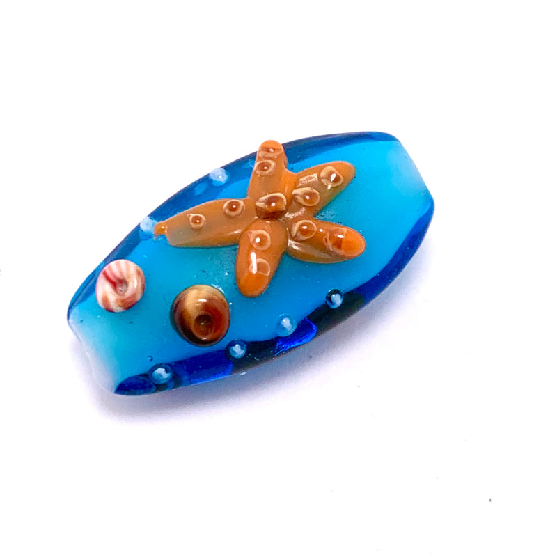 Starfish Oblong Lampwork Glass Bead