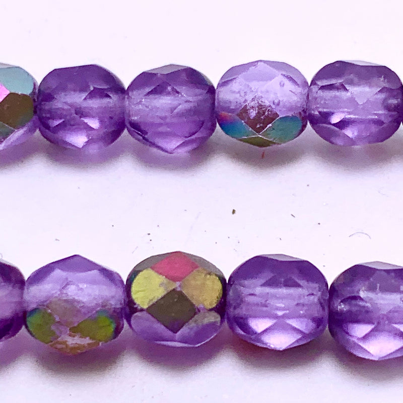 Amethyst AB Fire Polish 6mm