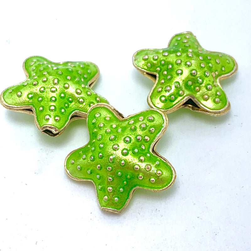 Cloisonne Starfish Bead, Lime 20mm