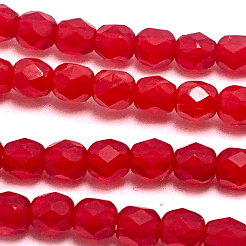 Red Fire Polish Czech Glass Beads, 4mm