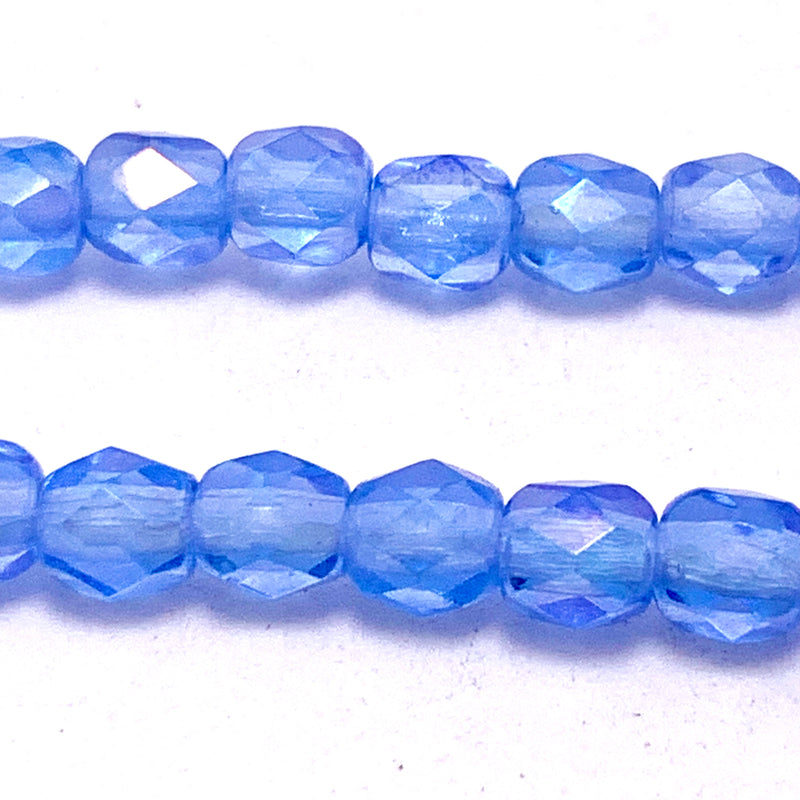 Periwinkle AB Fire Polish Czech Glass Bead 4mm