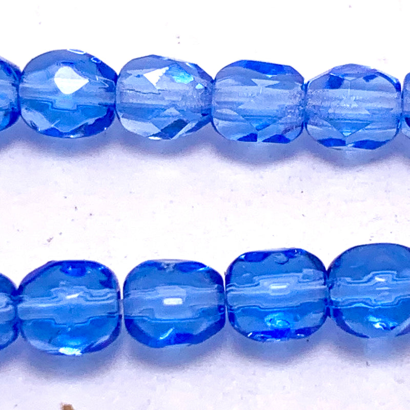Periwinkle Transparent Fire Polish Czech Glass Bead 4mm