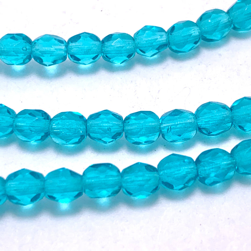 Teal Transparent Fire Polish Czech Glass Bead 4mm (Copy) (Copy)