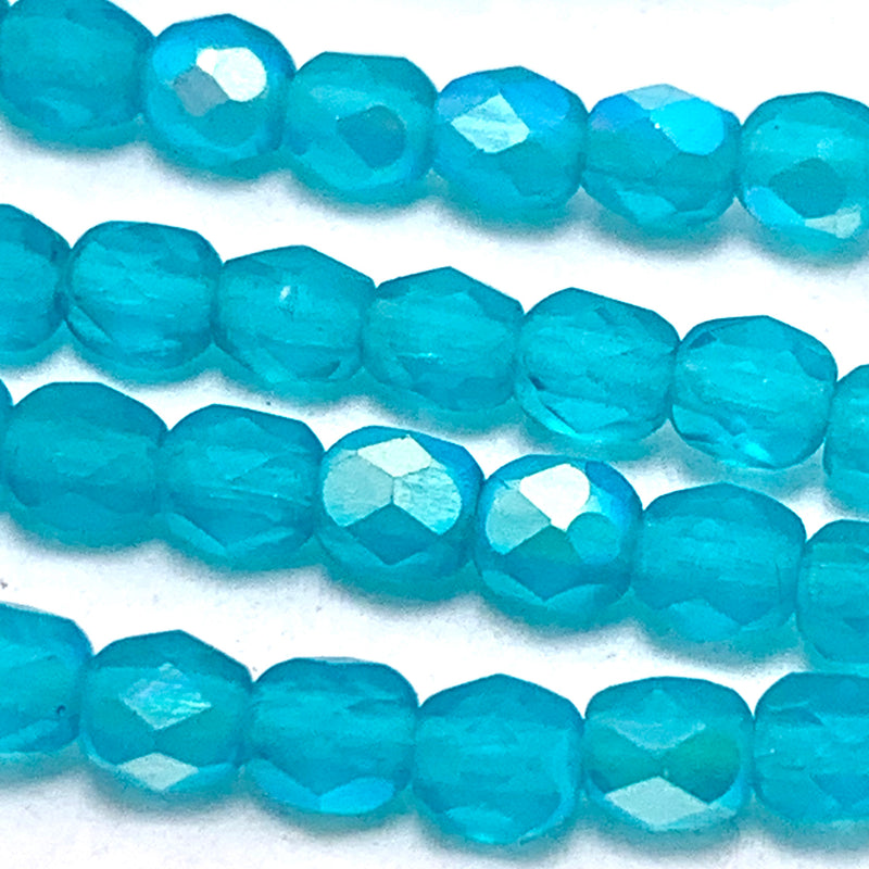 Light Teal AB Fire Polish Czech Glass Bead 4mm (Copy)