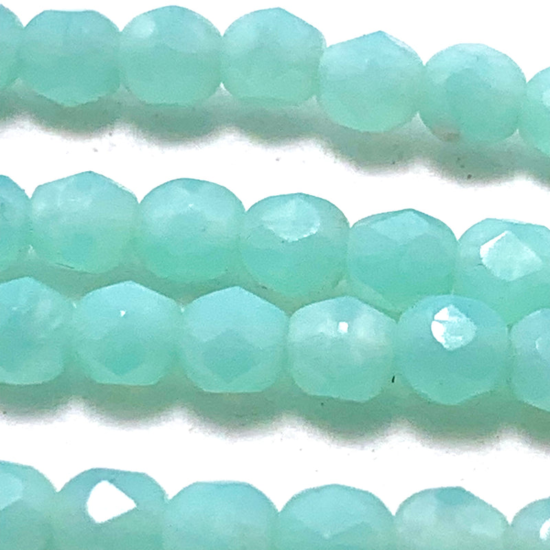 Mint Cream Fire Polish Czech Glass Bead 4mm