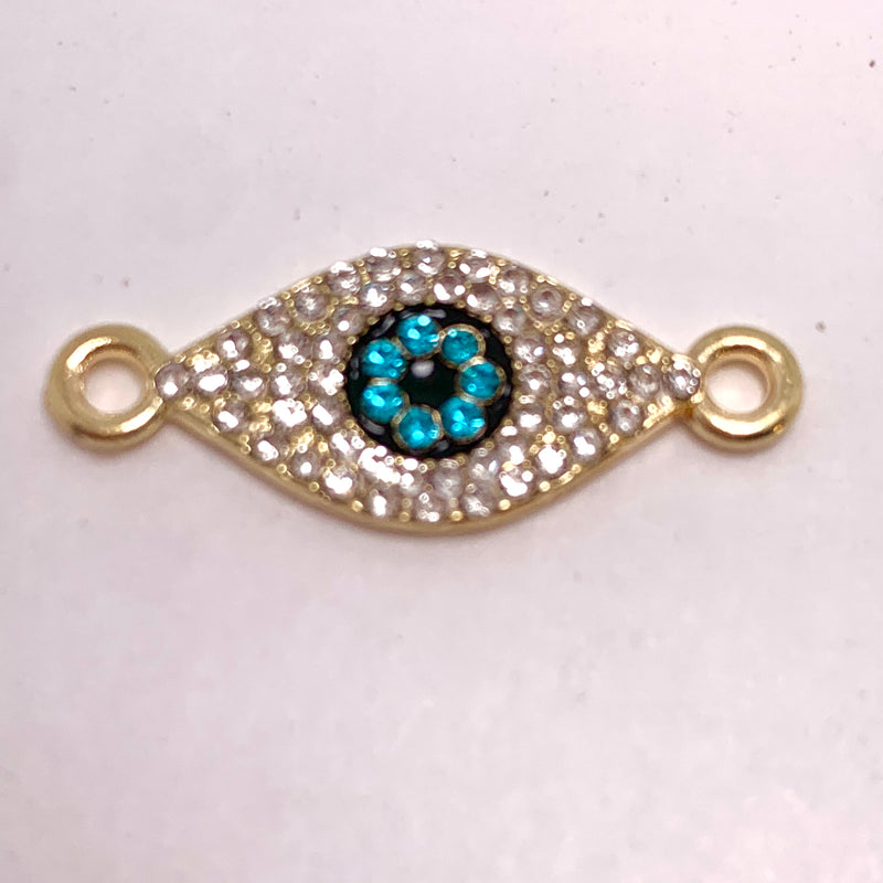 Rhinestone and Gold Evil Eye Link Charm Connector