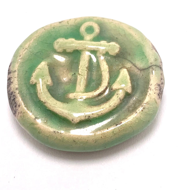 Anchor Ceramic Bead by Keith O'Connor, 26mm Green