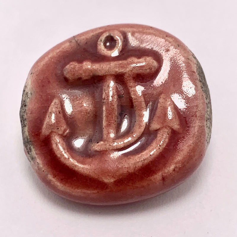 Anchor Ceramic Bead by Keith O'Connor, 26mm Pink