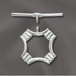 Sterling Silver 21mm Square Fancy Toggle Clasp