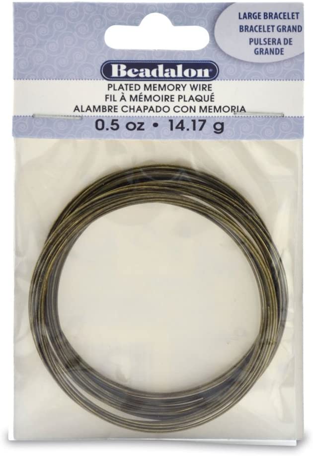 Memory Wire Large Bracelet .62mm .5oz, Antique Brass- 30 Coils