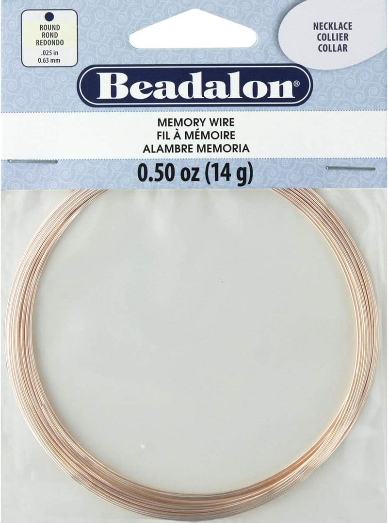 Memory Wire Large Bracelet .62mm .5oz, Rose Gold-Plated - 30 Coils