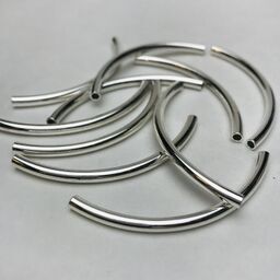 Silver Plate Curved Tube 3x50mm