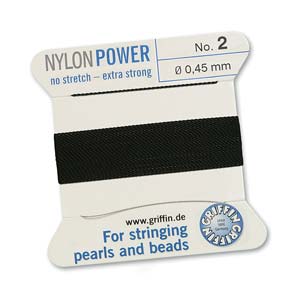 Griffin Nylon Beading Cord, Black