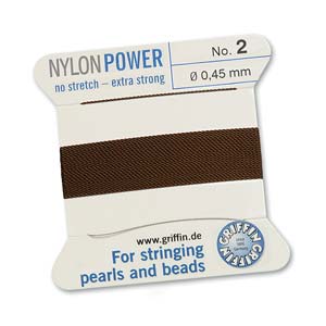 #2 Brown Griffin Nylon Bead Cord (2 meters)