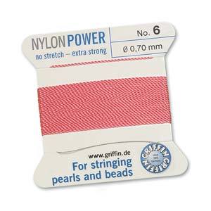 Griffin Nylon Beading Cord, Dark Pink