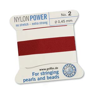 Griffin Nylon Beading Cord. Garnet