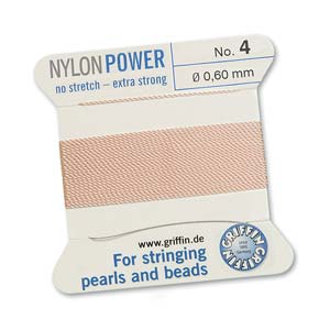 Griffin Nylon Beading Cord, Light Pink