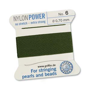 Griffin Nylon Beading Cord, Olive