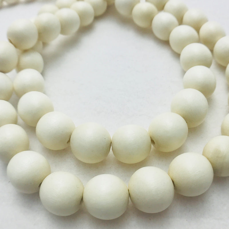 Bleached White Wood Beads, Round