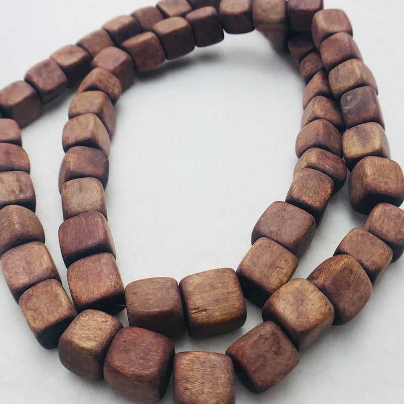 Brown Wood Beads, Cubes 45mm
