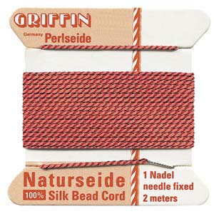 Griffin Silk Beading Cord for Knotting & Stringing, Coral