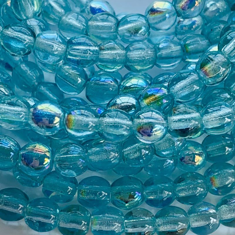 Druk Czech Glass Beads, Capri AB, 4mm