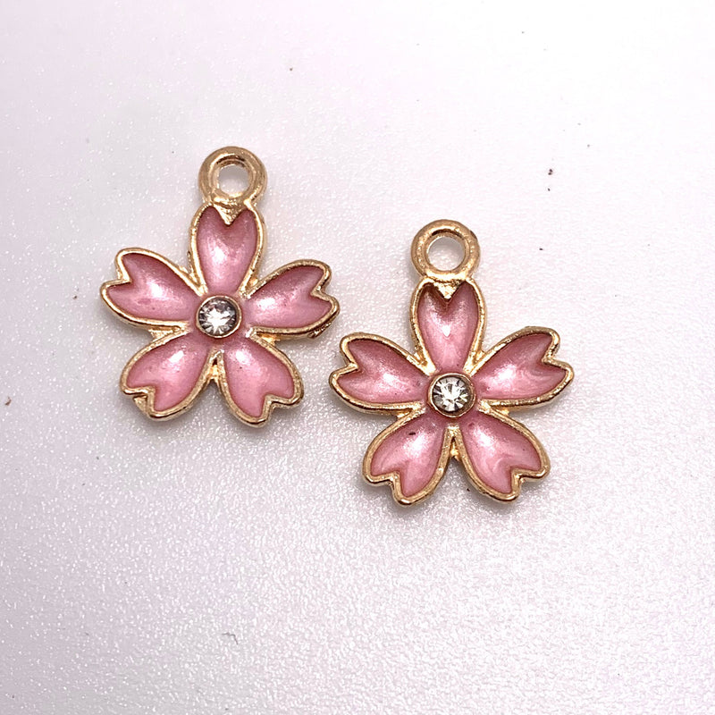 Pink Daisy Flower Charm, 19mm