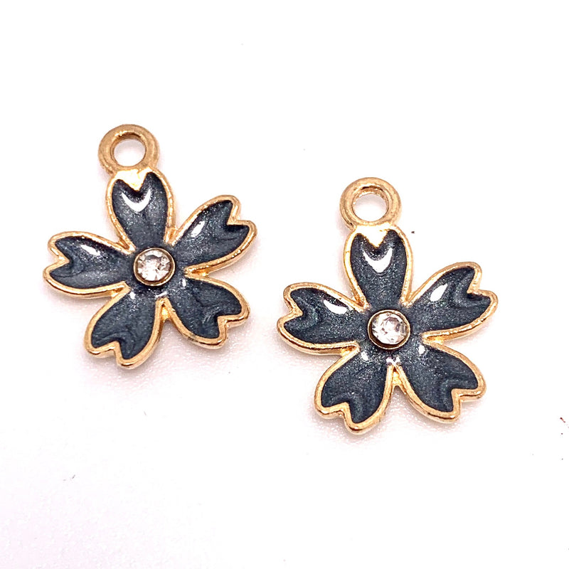 Grey Daisy Flower Charm, 19mm