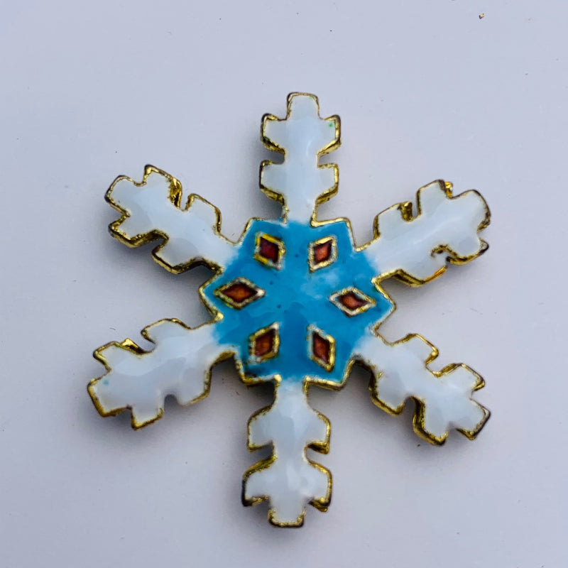 Cloisonné Snowflake Bead Turquoise Center, 24mm