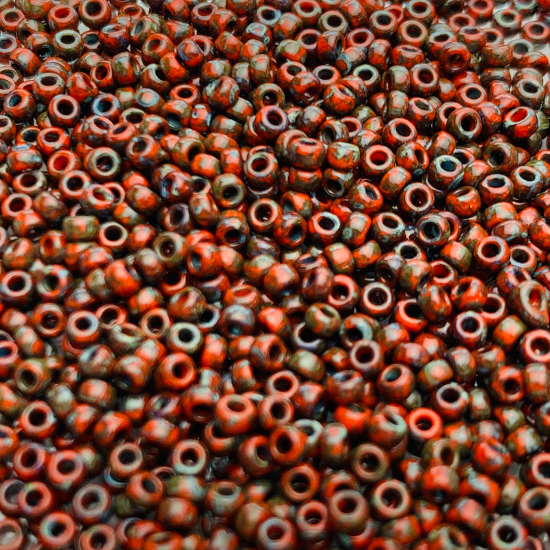 11/0  Miyuki Round Seed Beads Garnet Red Picasso 24g