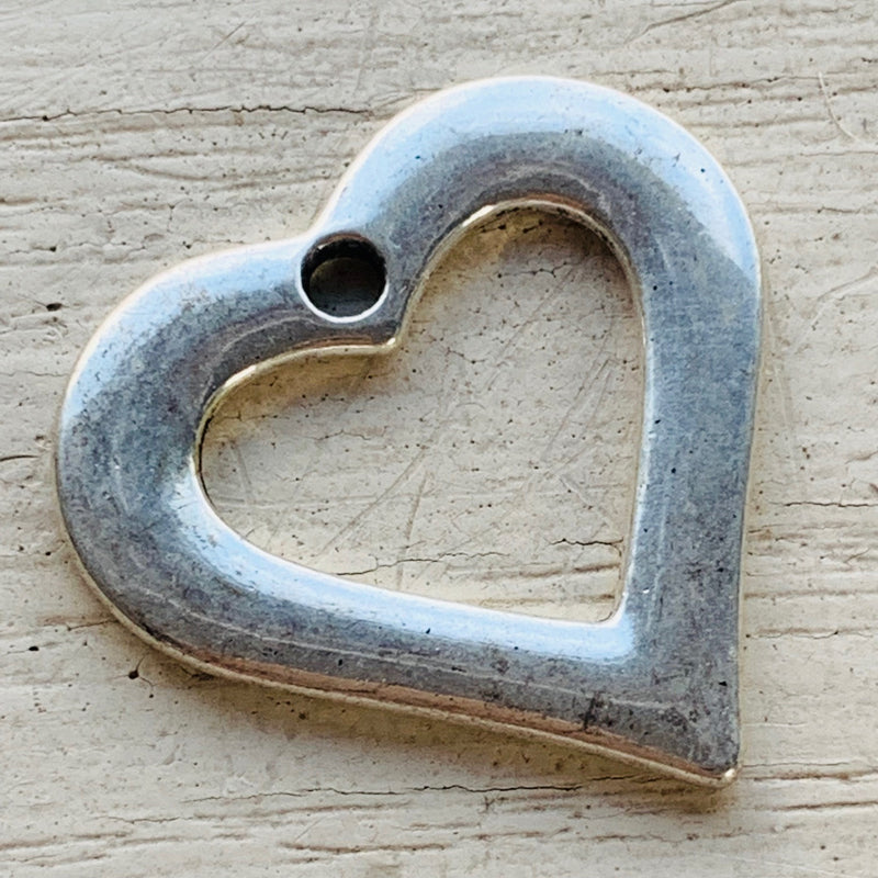 Open Heart Charm, Silver
